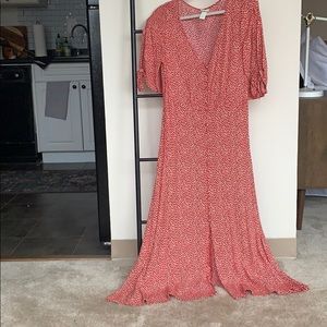 Red Ditsy Floral Midi Dress size 6